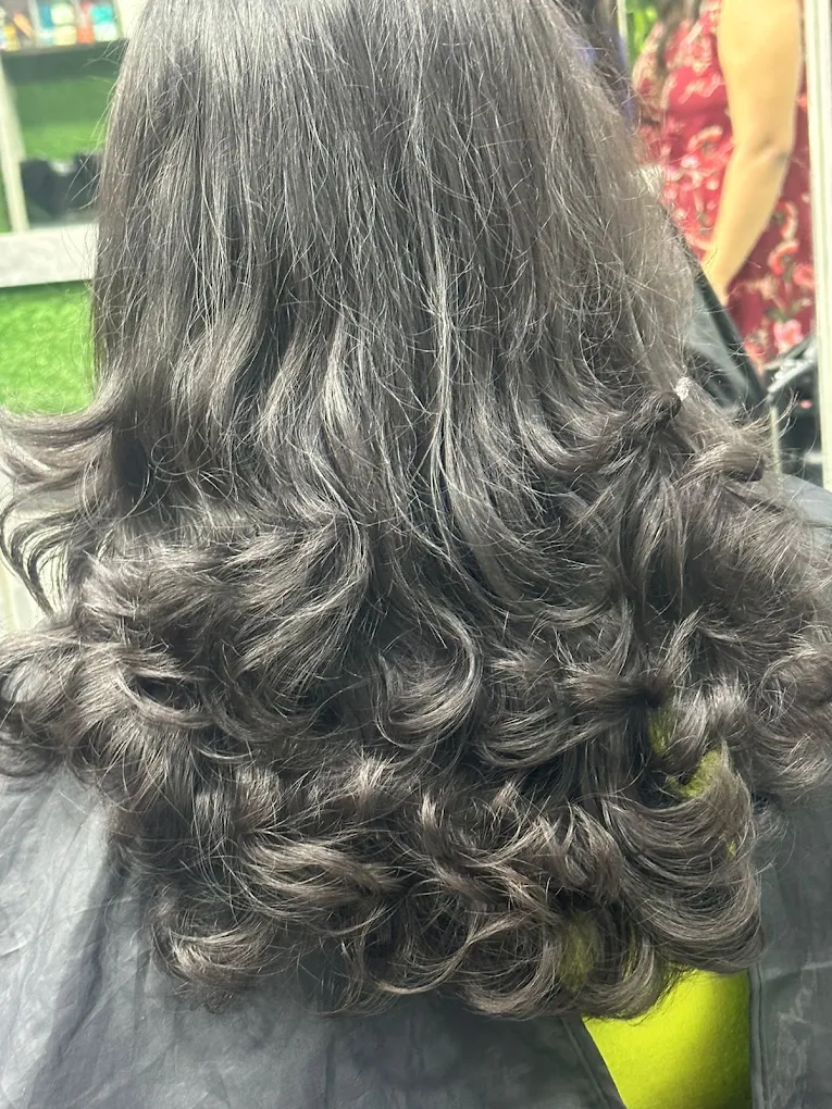 Styled hair result at Bindu Beauty Parlour